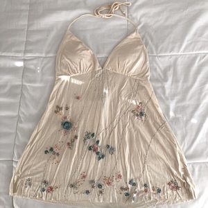 GUESS Floral Embroidered Halter Top